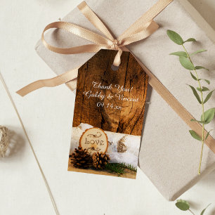 Rustic Birch Tree and Barn Wood Wedding Favour Tag