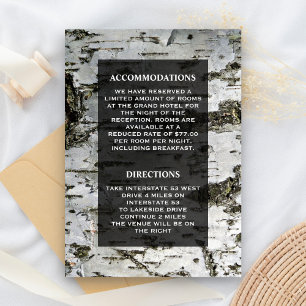 Rustic Birch Tree Bark Modern Wedding Details Enclosure Card