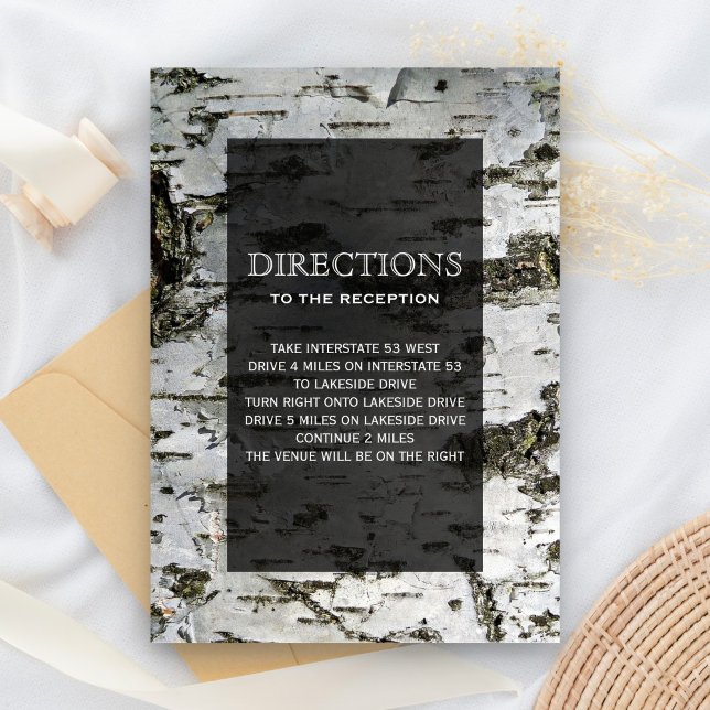 Rustic Birch Tree Bark Modern Wedding Directions Enclosure Card (Creator Uploaded)