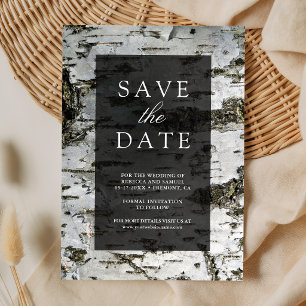 Rustic Birch Tree Bark Modern Wedding Save The Date