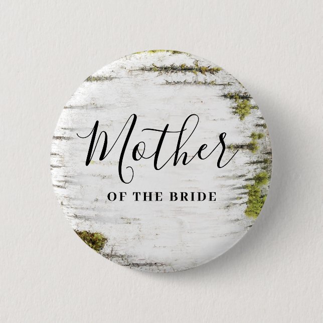 Rustic Birch Tree Bark Wedding 6 Cm Round Badge (Front)
