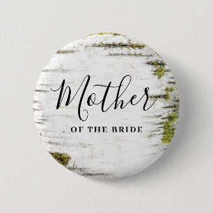 Rustic Birch Tree Bark Wedding 6 Cm Round Badge