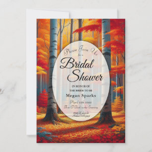  Rustic Birch Tree Fall Forest Bridal Shower Invitation