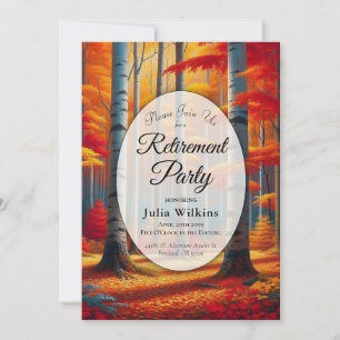 Rustic Birch Tree Fall Forest Retirement Party  Invitation