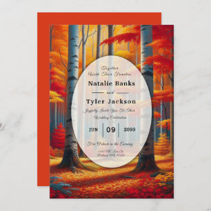 Rustic Birch Tree Fall Wedding Invitation