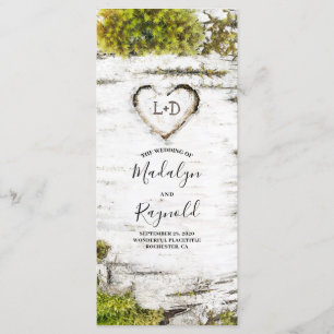 Rustic Birch Tree Heart Fall Wedding Programs