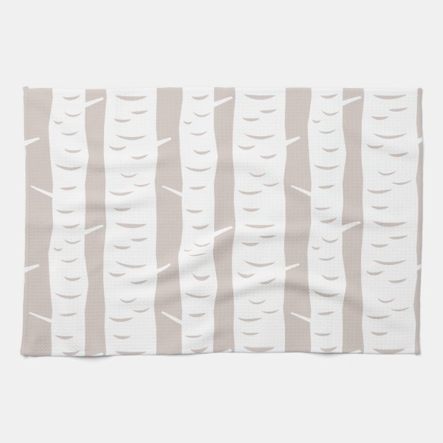 Rustic Birch Tree Pattern Tea Towel (Horizontal)