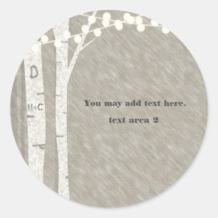 Rustic Birch Tree String Lights Favour Stickers