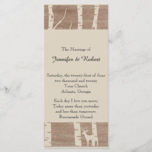 Rustic Birch Trees and Deer Wedding Program