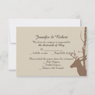 Rustic Birch Trees and Deer Wedding Response Card