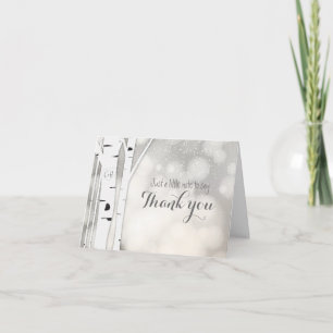 Rustic Birch Winter White Snow Thank You Fold Card
