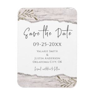 Rustic Birch Wood Save the Date wedding Magnet