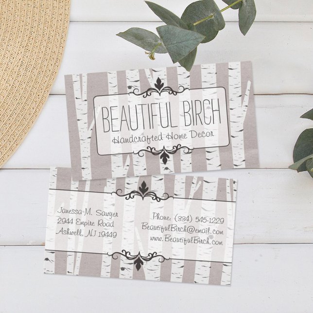 Rustic Birch Wood Trees & Branches Natural Modern Business Card (Creator Uploaded)