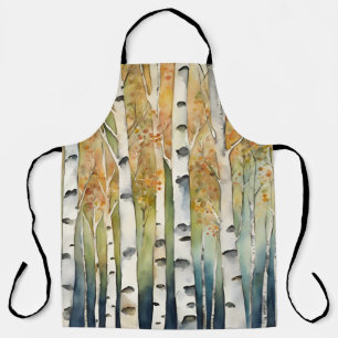 Rustic Birchwood Trees Fall Colors Nature Decor Apron