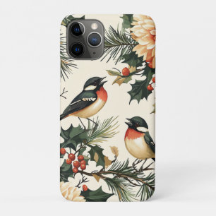 Rustic Bird and Poinsettia Christmas Pattern (21) iPhone 11 Pro Case