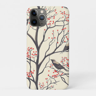 Rustic Bird and Poinsettia Christmas Pattern (5) iPhone 11 Pro Case