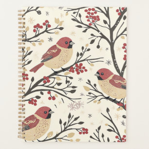 Rustic Bird and Poinsettia Christmas Pattern Planner