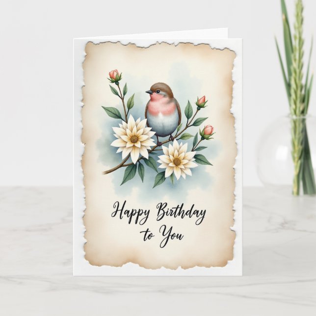 Rustic Bird Birthday Card (Front)