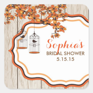Rustic Bird Cage Bridal Shower Favour Labels