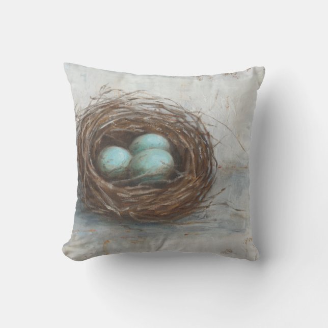 Rustic Bird Nest - Blue Cushion (Front)