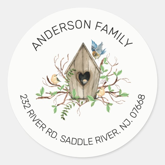 Rustic Birdhouse | New Home Address Label Sticker (Front)