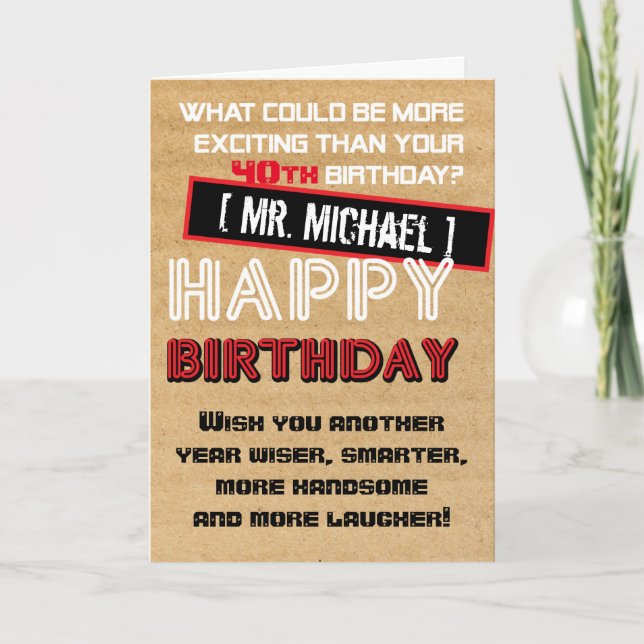 Rustic Birthday Card for Man (Front)