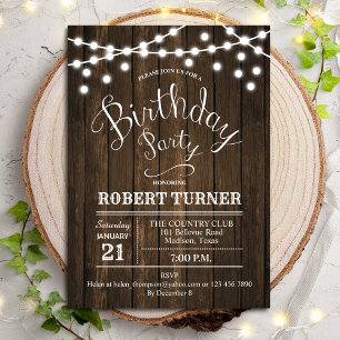 Rustic Birthday Party - Any Age Invitation