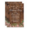 Rustic Birthday Party Coral Floral Wood Invitation