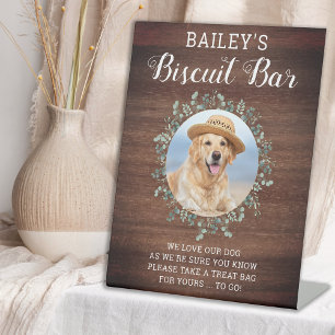 Rustic Biscuit Bar Pet Photo Dog Wedding Favour Pedestal Sign
