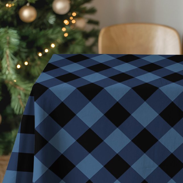 Rustic Black and Blue Buffalo Plaid Tablecloth (Creator Uploaded)