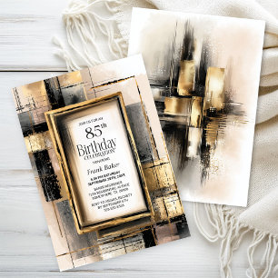 Rustic Black and Gold 85th Birthday Party Invitation