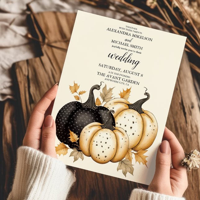 Rustic Black and Gold Pumpkin Wedding Invitation (Creator Uploaded)