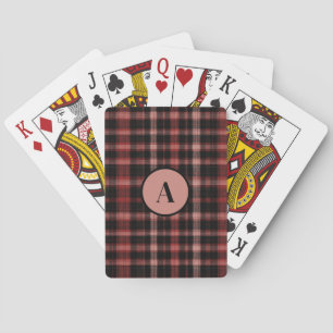 Rustic Black and Red Plaid Pattern Playing Cards