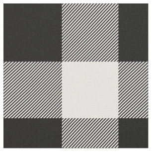 Rustic Black and White Buffalo Plaid Fabric