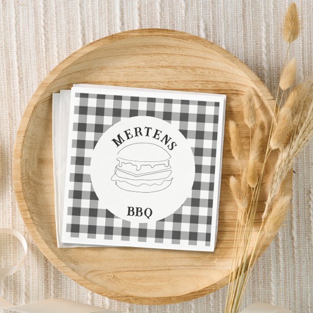 Rustic Black and White Buffalo Plaid Napkin (Creator Uploaded)