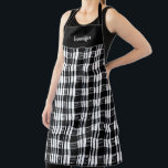 Rustic black and white buffalo plaid personal apron<br><div class="desc">Rustic black and white buffalo plaid personal Apron.
Add your own name to personalise.</div>