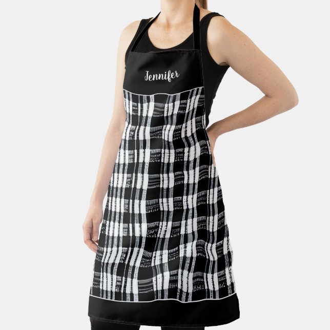 Rustic black and white buffalo plaid personal apron (Insitu)