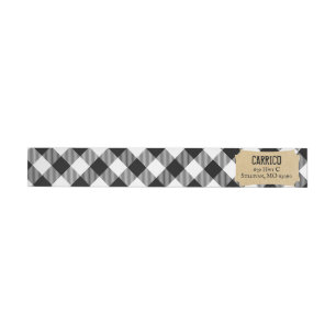 Rustic Black And White Buffalo Plaid Wrap Around Label