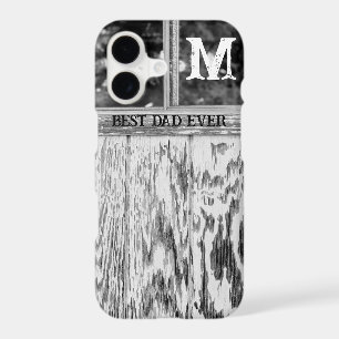 Rustic Black and White Photo Best Dad Ever Initial