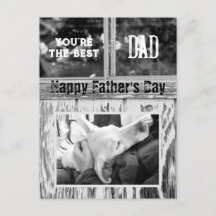 Rustic Black and White Photo Best Dad Father's Day Holiday Postcard
