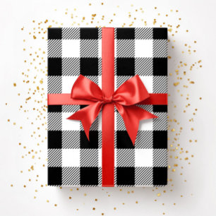 Rustic Black And White Plaid Pattern Wrapping Paper