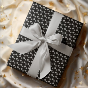 Rustic Black and White Snowflakes Wrapping Paper