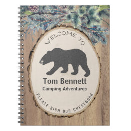 Rustic Black Bear Camping Guest Welcome Notebook
