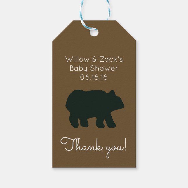 Rustic Black Bear Customised Gift Tag (Front)
