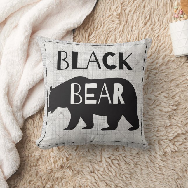 Rustic Black Bear Silhouette  Cushion (Blanket)