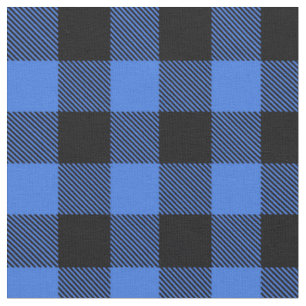 Rustic Black Blue Buffalo Plaid  Fabric