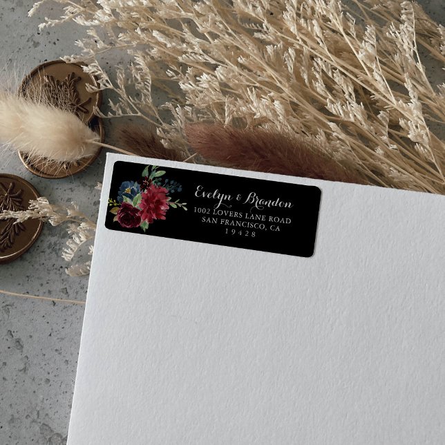 Rustic Black Botanical Return Address Label (Creator Uploaded)