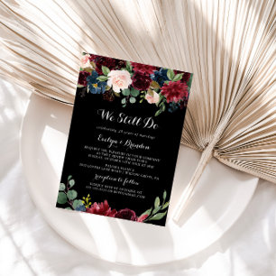 Rustic Black Botanical We Still Do Vow Renewal Invitation