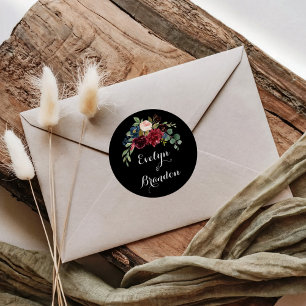 Rustic Black Botanical Wedding Envelope Seals
