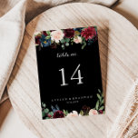 Rustic Black Botanical Wedding  Table Number<br><div class="desc">This rustic black botanical wedding table number is perfect for a classic wedding. The design features burgundy, red, navy, blue and blush radiant and graceful hand-painted flowers in a black background, inspiring natural beauty. This is a double sided table number. Add each table number you need to your cart individually....</div>